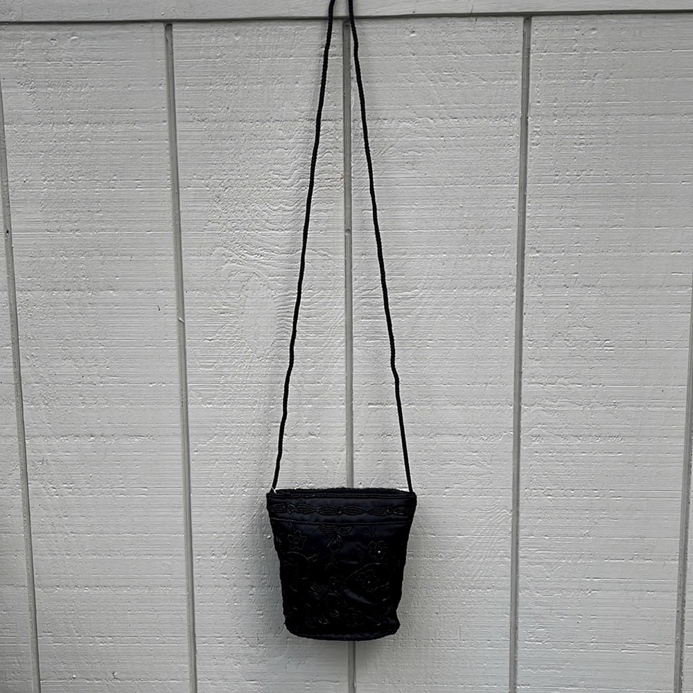 Beaded evening bag with lipstick case
